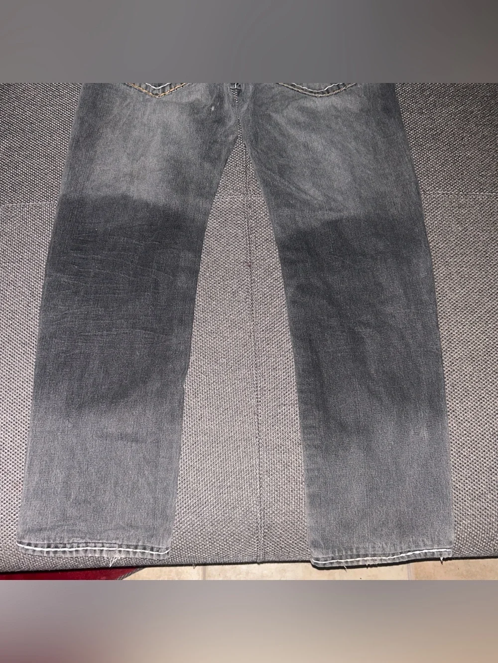 Rare Y2K True Religion Big Stitch Men's Gray Straight Jeans